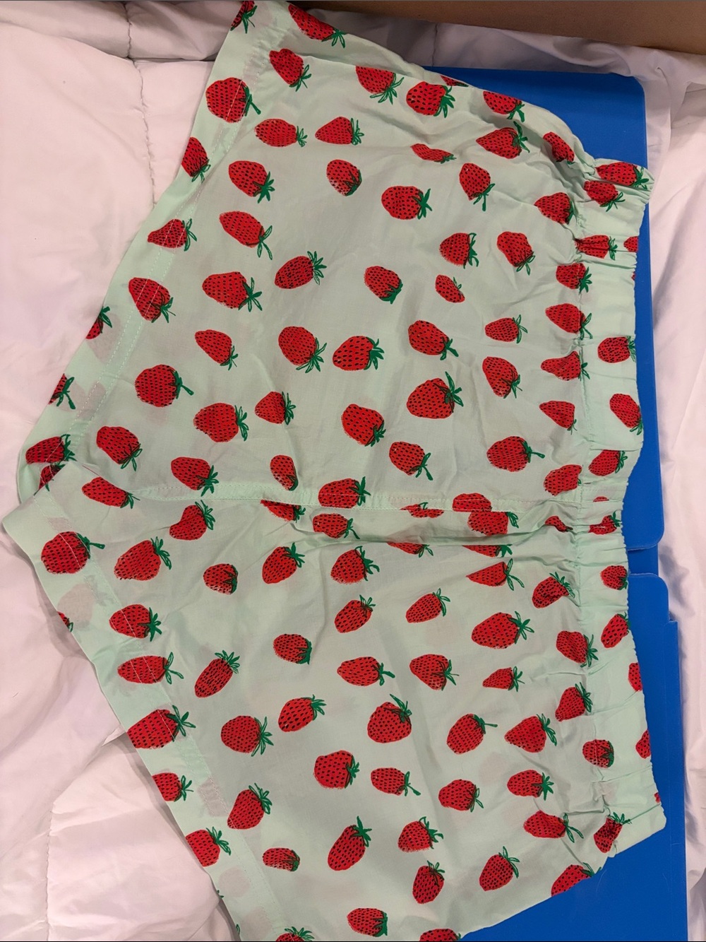 J. Crew Mint Green Strawberry Print Pajama Shorts - Picture 2 of 5